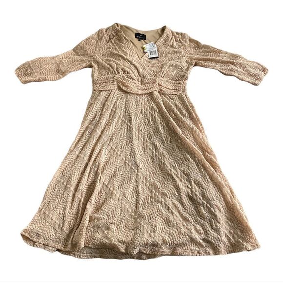 Large Ronni Nicole Lace Nude Mid-Sleeve Dress - Picture 1 of 5